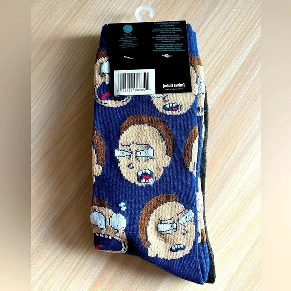 Cartoon Network‎ Rick And Morty Socks Adult Swim NWT Two Pairs Fit Sizes 6 To 12 - Picture 2 of 7